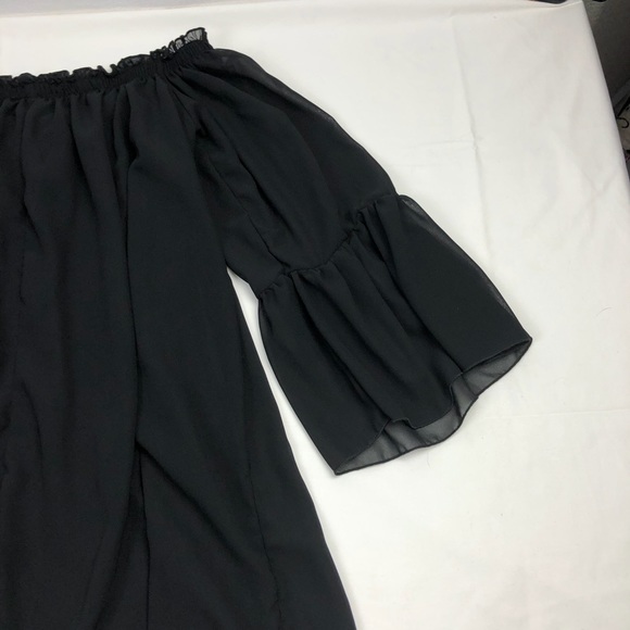 Zanzea Collection Black Off The Shoulder Ruffle Bell Sleeve Chiffon Top XXXL - Picture 7 of 8
